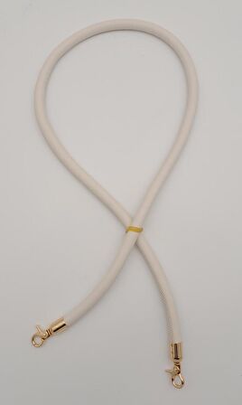 Suni Deri Kordon Çanta Sapı Bej Renk Light Gold Metalli