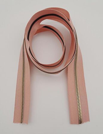 Ortası Gold Fermuar 100 cm Pudra Renk