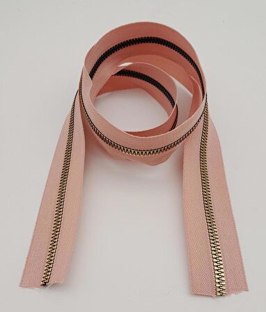 Ortası Gold Fermuar 100 cm Pudra Renk