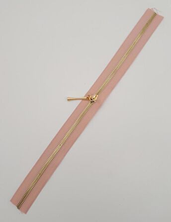 Başlıklı Fermuar 40 Cm Light Gold Metal Pudra Renk