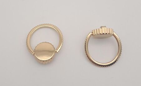 Light Gold Renk Yuvarlak Halkalı Kulpluk 2 Adet