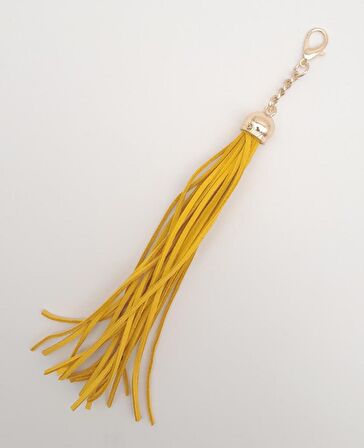 Süet Nubuk Deri Kovanlı Uzun Püskül Hardal Renk Light Gold Metalli