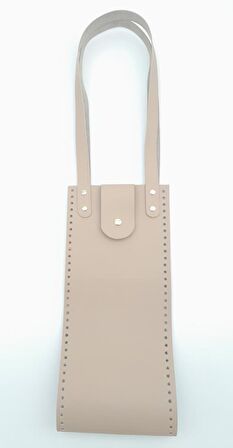 Suni Deri Kova Model Bej Renk Çanta Deri Seti Light Gold Metal