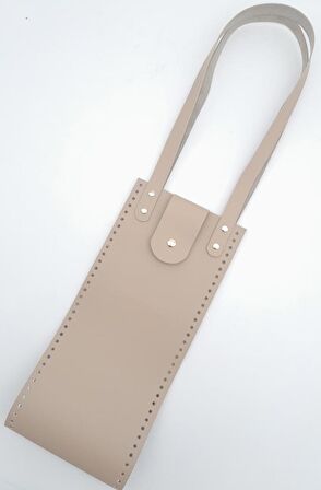 Suni Deri Kova Model Bej Renk Çanta Deri Seti Light Gold Metal