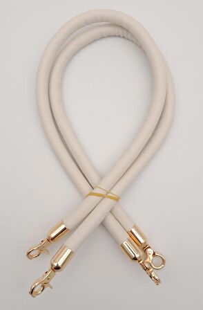 Çift Kordon Çanta Sapı Bej Renk Light Gold Metalli