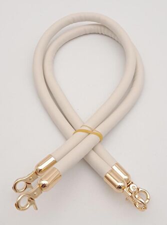 Çift Kordon Çanta Sapı Bej Renk Light Gold Metalli