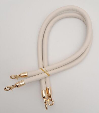 Çift Kordon Çanta Sapı Bej Renk Light Gold Metalli