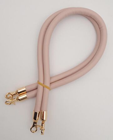 Çift Kordon Çanta Sapı Pudra Renk Light Gold Metalli