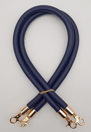 Çift Kordon Çanta Sapı Lacivert Renk Light Gold Metalli