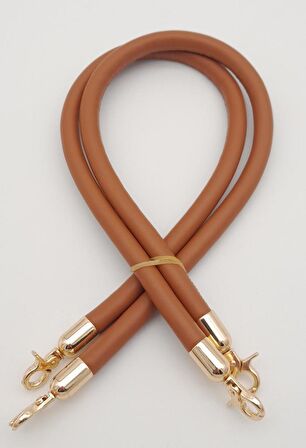 Çift Kordon Çanta Sapı Taba Renk Light Gold Metalli