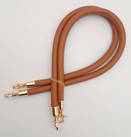 Çift Kordon Çanta Sapı Taba Renk Light Gold Metalli