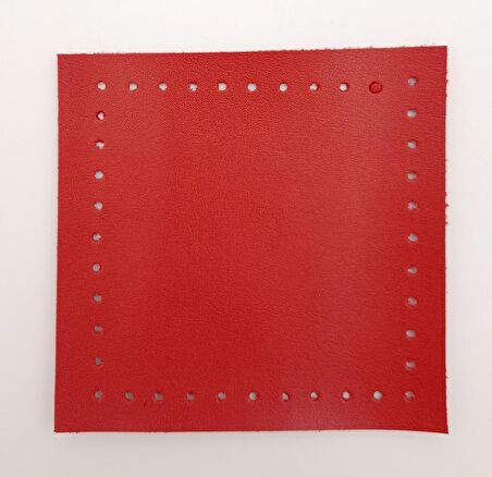 10x10 cm Kare Suni Deri Kırmızı Renk