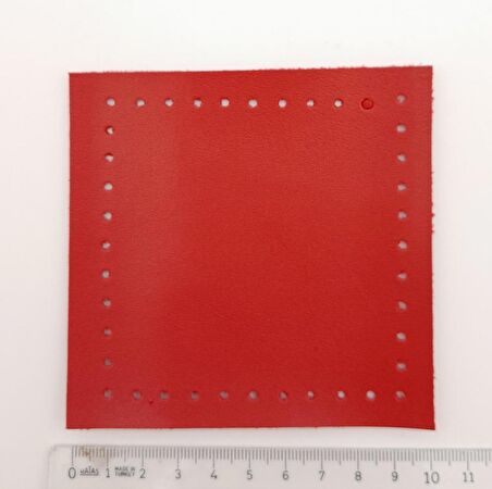 10x10 cm Kare Suni Deri Kırmızı Renk