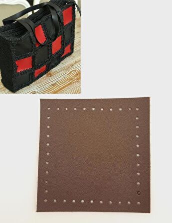 10x10 cm Kare Suni Deri Koyu Kahverengi