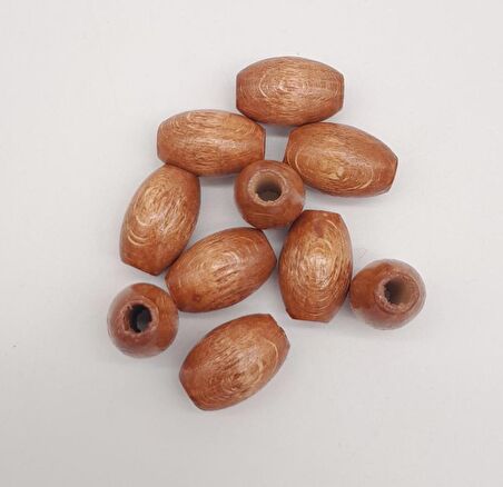 17 mm Ahşap Oval Boncuk Taba Renk 10 Adet
