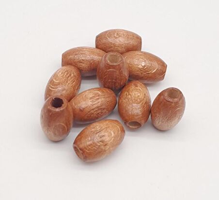 17 mm Ahşap Oval Boncuk Taba Renk 10 Adet