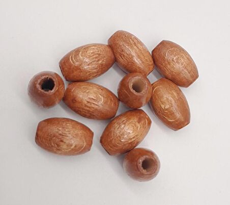 17 mm Ahşap Oval Boncuk Taba Renk 10 Adet