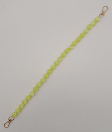 40 cm Mini Sekizgen Akrilik Neon Sarı Renk Çanta Sapı Light Gold Metalli