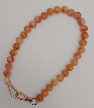 42 cm Mini Yuvarlak Akrilik Turuncu Renk Çanta Sapı Light Gold Metalli