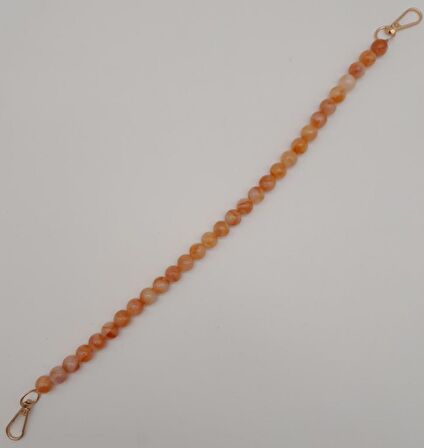 42 cm Mini Yuvarlak Akrilik Turuncu Renk Çanta Sapı Light Gold Metalli