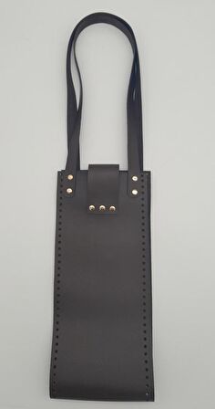Suni Deri Kova Model Koyu Kahverengi Çanta Deri Seti Light Gold Metal