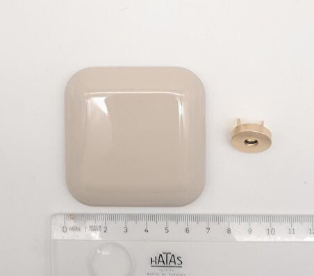7 cm Kare Akrilikli Bej Renk Light Gold Mıknatıslı Kilit