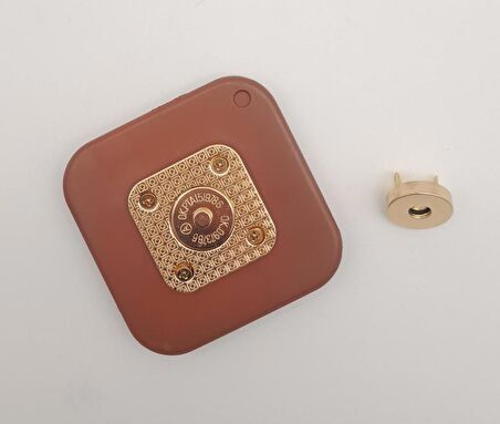 7 cm Kare Akrilikli Taba Renk Light Gold Mıknatıslı Kilit