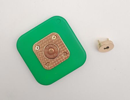 7 cm Kare Akrilikli Yeşil Renk Light Gold Mıknatıslı Kilit