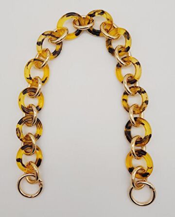 43 cm Leopar Desen Yaylı Halkalı Akrilik Zincir