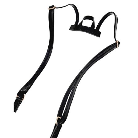 Rugan Deri Sırt Çantası Sapı Siyah Renk Light Gold Metalli