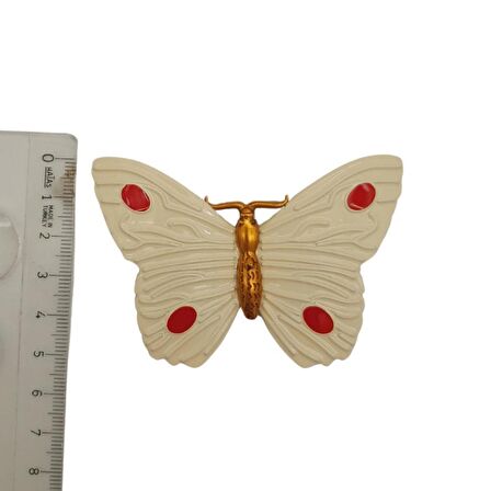 Kelebek Model Krem Renk Plaka Süs