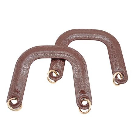 Yaylı Halkalı Akrilik Görünümlü Plastik Çanta Sapı Kahverengi Light Gold Metalli