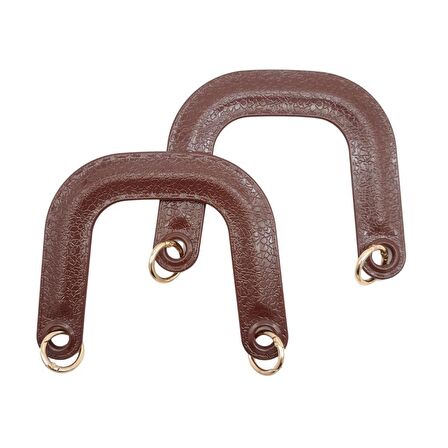 Yaylı Halkalı Akrilik Görünümlü Plastik Çanta Sapı Kahverengi Light Gold Metalli