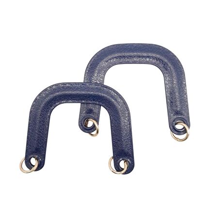 Yaylı Halkalı Akrilik Görünümlü Plastik Çanta Sapı Lacivert Renk Light Gold Metalli