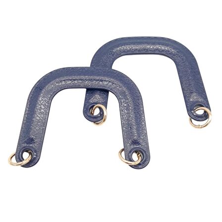 Yaylı Halkalı Akrilik Görünümlü Plastik Çanta Sapı Lacivert Renk Light Gold Metalli