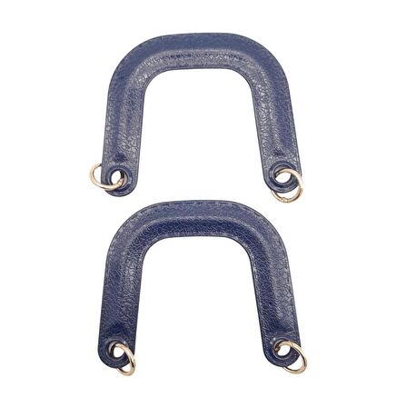 Yaylı Halkalı Akrilik Görünümlü Plastik Çanta Sapı Lacivert Renk Light Gold Metalli