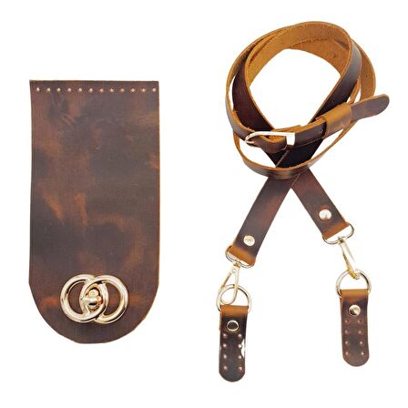 Crazy Oil Hardal Sarı Gerçek Deri Dual Model Çanta Seti Light Gold Metalli