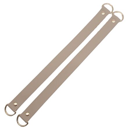 Suni Deri 38x2.5 cm Bej Renk Çift Çanta Sapı Light Gold Metalli