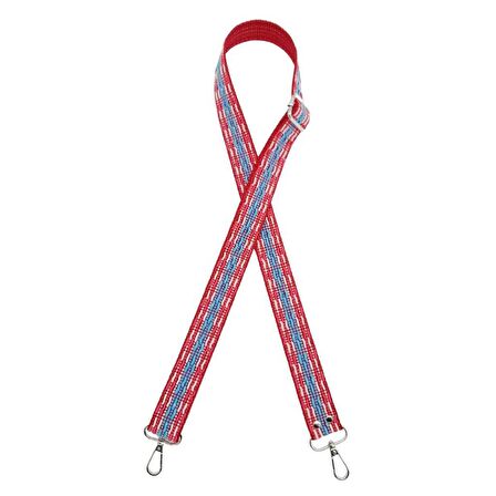 120x3 cm Polyester Kolon Çanta Sapı Fuşya Mavi Gümüş Metalli