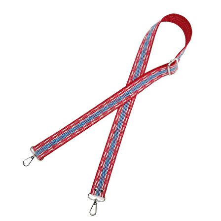 120x3 cm Polyester Kolon Çanta Sapı Fuşya Mavi Gümüş Metalli
