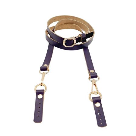 130x1.5 cm Mor Renk Gerçek Deri Light Gold Tokalı Çanta Sapı