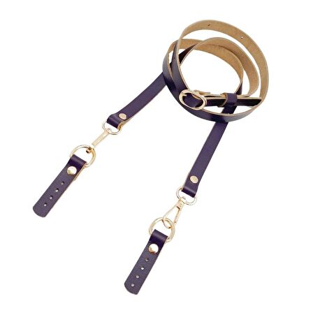 130x1.5 cm Mor Renk Gerçek Deri Light Gold Tokalı Çanta Sapı