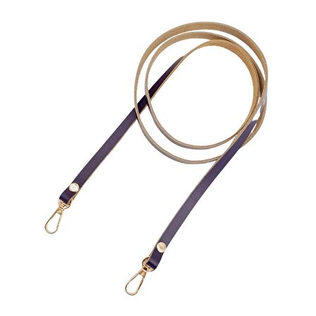 Gerçek Deri Spagetti Model Mor Renk Light Gold Metal Çanta Sapı