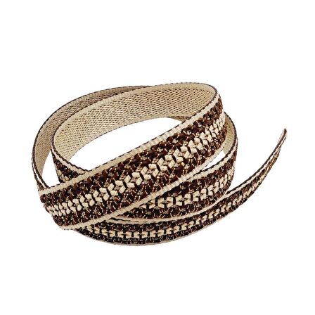 3 cm Polyester Kolon Bej Kahverengi Simli 1 Metre