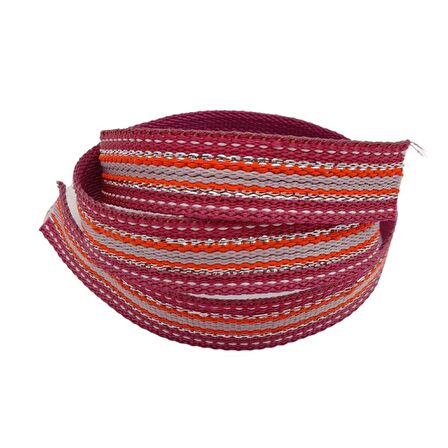 3 cm Polyester Kolon Fuşya Gümüş Simli 1 Metre