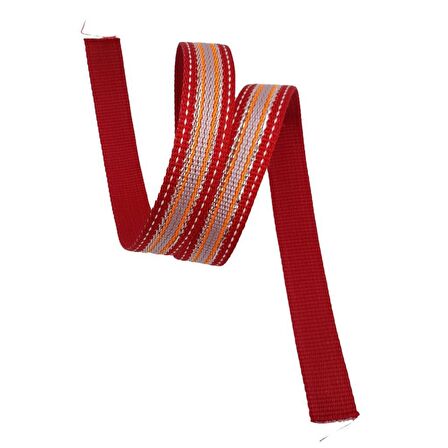 3 cm Polyester Kolon Kırmızı Gümüş Simli 1 Metre