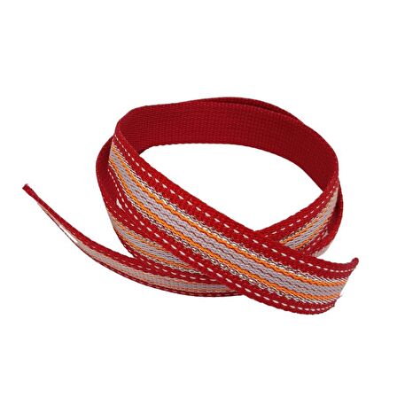 3 cm Polyester Kolon Kırmızı Gümüş Simli 1 Metre