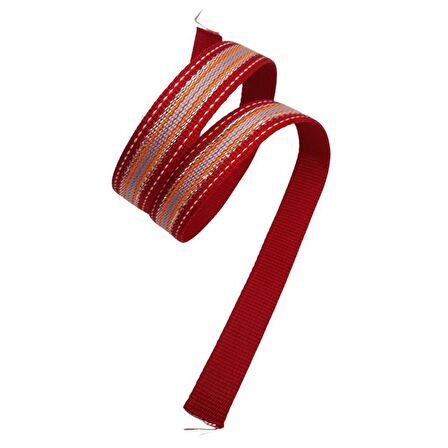 3 cm Polyester Kolon Kırmızı Gümüş Simli 1 Metre