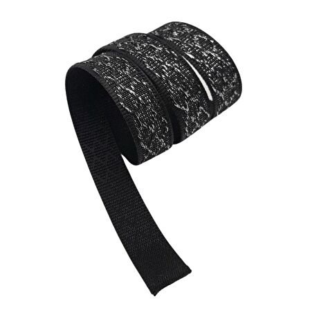 3 cm Polyester Kolon Siyah Gümüş Simli 1 Metre