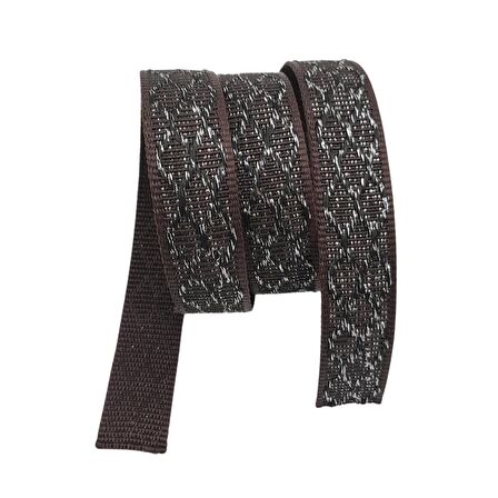 3 cm Polyester Kolon Kahverengi Gümüş Simli 1 Metre
